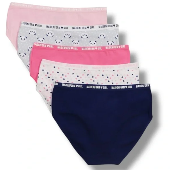 ⭐️ MAIDENFORM GIRL 5‑Pack Briefs Soft Cotton Underwear - Girls M (7/8) - NWT - Picture 2 of 11